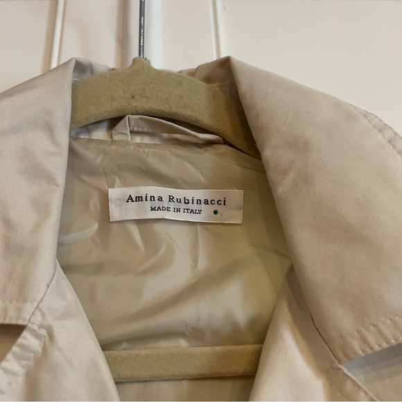 Amina Rubinacci Classic Trench Coat Cream Tan Size 42 - Picture 2 of 4
